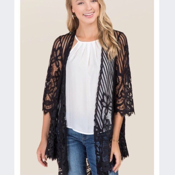Francesca's Collections Tops - Francesca's Loren Striped and Scalloped Wrap